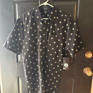 Volcom Men's Black Patterned Button down Shirt